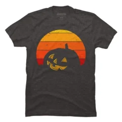 Men's Design By Humans Vintage Retro Sunset Halloween Pumpkin I By Lemonpepper T-Shirt -Design By Humans GUEST 78e35350 d7d9 418f 9b09 9adb56284410