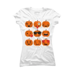 Junior's Design By Humans Halloween Pumpkins Emoji By Honeytree T-Shirt -Design By Humans GUEST 7a7f8d36 1737 42d9 94a2 4516350ed3dc