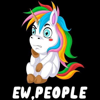 Junior's Design By Humans Ew, People Unhappy Unicorn By ZeusSE T-Shirt 1 Junior's Design By Humans Ew, People Unhappy Unicorn By ZeusSE T-Shirt