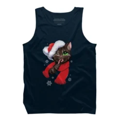 Men's Design By Humans Christmas Cat By POLINART Tank Top -Design By Humans GUEST 7c89ec09 4474 4f0a a6a1 e6fd78ee6e9a
