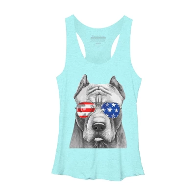 Women's Design By Humans American Pitbull With Sunglasses By Racerback Tank Top 2 Women's Design By Humans American Pitbull With Sunglasses By Racerback Tank Top - Image 2