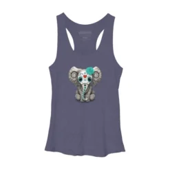 Women's Design By Humans Blue Day Of The Dead Sugar Skull Baby Elephant By Jeffbartels Racerback Tank Top -Design By Humans GUEST 7e6f8790 a9eb 4a0a 962c b6b83ffb85c6