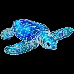 Women's Design By Humans Blue And Green Watercolor Sea Turtle By Maryedenoa Racerback Tank Top