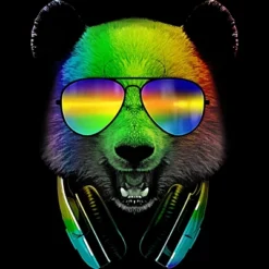 Junior's Design By Humans DJ Panda By Clingcling T-Shirt