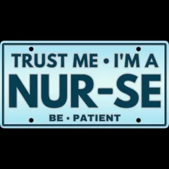 Women's Design By Humans Trust Me I'm A Nur-se License Plate By Punsalan Racerback Tank Top