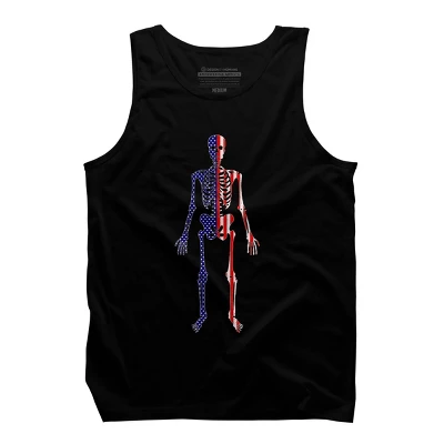 Men's Design By Humans July 4th Patriotic Skeleton USA Flag By Ujangkasep Tank Top 2 Men's Design By Humans July 4th Patriotic Skeleton USA Flag By Ujangkasep Tank Top - Image 2