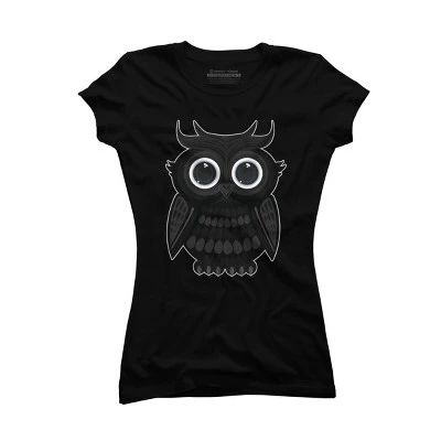 Junior's Design By Humans Black Owl By Adamzworld T-Shirt 3 Junior's Design By Humans Black Owl By Adamzworld T-Shirt - Image 3