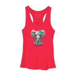 Women's Design By Humans Blue Day Of The Dead Sugar Skull Baby Elephant By Jeffbartels Racerback Tank Top -Design By Humans GUEST 857c8202 2a52 4473 b362 7c3f51b9625f