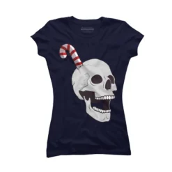 Junior's Design By Humans Christmas Skull By AllenStudio T-Shirt -Design By Humans GUEST 8582d80f 470f 42c8 9c00 77decd065b79