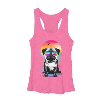 Women's Design By Humans Summer Pug By Clingcling Racerback Tank Top 3 Women's Design By Humans Summer Pug By Clingcling Racerback Tank Top - Image 3