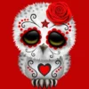 Boy's Design By Humans Cute Red Day Of The Dead Sugar Skull Owl By Jeffbartels T-Shirt