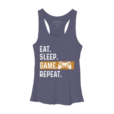 Women's Design By Humans Eat Sleep Game Repeat By MeowShop Racerback Tank Top 2 Women's Design By Humans Eat Sleep Game Repeat By MeowShop Racerback Tank Top - Image 2