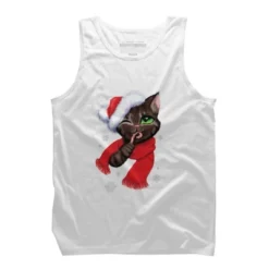 Men's Design By Humans Christmas Cat By POLINART Tank Top -Design By Humans GUEST 8a85ccc7 c5cd 425b a297 cb1247b459c5
