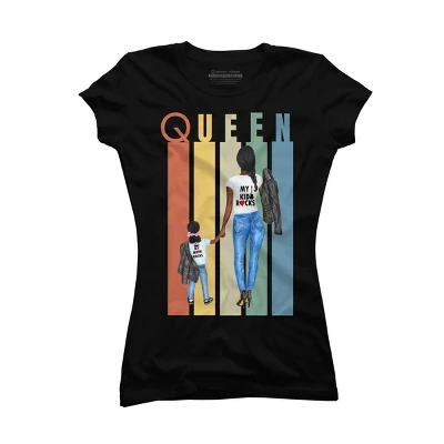 Junior's Design By Humans Mother's Day Black Mom Queen Retro Stripes By Duron4 T-Shirt 2 Junior's Design By Humans Mother's Day Black Mom Queen Retro Stripes By Duron4 T-Shirt - Image 2