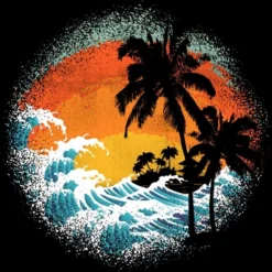 Men's Design By Humans Tropical Waves By Clingcling Tank Top
