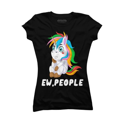 Junior's Design By Humans Ew, People Unhappy Unicorn By ZeusSE T-Shirt 2 Junior's Design By Humans Ew, People Unhappy Unicorn By ZeusSE T-Shirt - Image 2