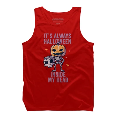 Men's Design By Humans It's Always Halloween Inside My Head Funny Cute Spooky By EduEly Tank Top 5 Men's Design By Humans It's Always Halloween Inside My Head Funny Cute Spooky By EduEly Tank Top - Image 5