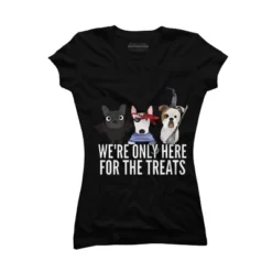 Junior's Design By Humans Dog Halloween - We're Only Here For The Treats By PedigreePrints T-Shirt -Design By Humans GUEST 8dbea7d2 69f9 42fc b96e dfa2e812fef3