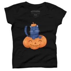Girl's Design By Humans Halloween Cat In A Pumpkin By Wubbadub T-Shirt -Design By Humans GUEST 8fabcf0d d94a 429c bae6 533b67ef8f11