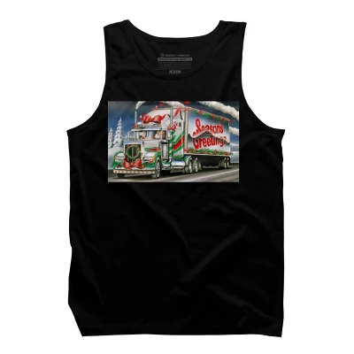 Men's Design By Humans Truck Driver Christmas Shirt Seasons Greetings By Galvanized Tank Top 4 Men's Design By Humans Truck Driver Christmas Shirt Seasons Greetings By Galvanized Tank Top - Image 4