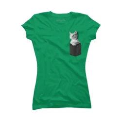 Junior's Design By Humans Pocket Kitten By Mitxeldotcom T-Shirt -Design By Humans GUEST 9077b4f6 4a69 43de 872e 1ec981d29cae