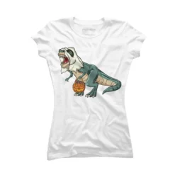 Junior's Design By Humans Trex Ghost Costume Design Funny Halloween Dinosaur By Threadlets T-Shirt -Design By Humans GUEST 9127a88a 267a 4fb9 a5e4 5b2cf3159263