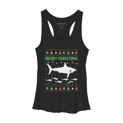 Women's Design By Humans Shark Christmas By Sophialada Racerback Tank Top 3 Women's Design By Humans Shark Christmas By Sophialada Racerback Tank Top - Image 3