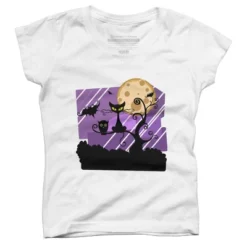 Girl's Design By Humans Night Halloween Moon By ChadiElHanchi T-Shirt -Design By Humans GUEST 91ec2839 8ff6 4203 8abb 5e8577eeb49f