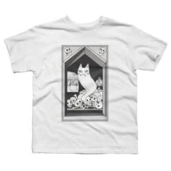 Boy's Design By Humans Ghost Cat The Keeper Of The Crypt By Runcatrun T-Shirt -Design By Humans GUEST 92a582b9 288e 486e 9e45 cc5c193279b5