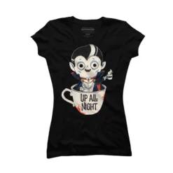 Junior's Design By Humans Dracula And Coffee By Ppmid T-Shirt -Design By Humans GUEST 94d53bad 31da 44fd a503 f6be58c4e689