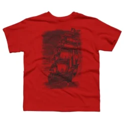 Boy's Design By Humans Caleuche Ghost Pirate Ship - Blackline By RobertoJL T-Shirt -Design By Humans GUEST 954bd52a d1d8 4b9a 851f babc65ccf515