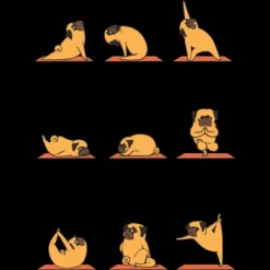 Women's Design By Humans Pug Yoga By Huebucket Racerback Tank Top