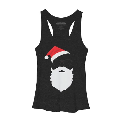 Women's Design By Humans Hipster Santa Face With Hat Beard & Glasses Christmas By TronicTees Racerback Tank Top 3 Women's Design By Humans Hipster Santa Face With Hat Beard & Glasses Christmas By TronicTees Racerback Tank Top - Image 3