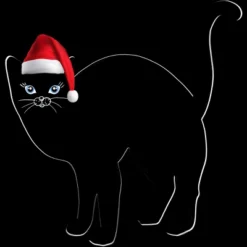 Women's Design By Humans Christmas Cat Tshirt By Bambino Racerback Tank Top