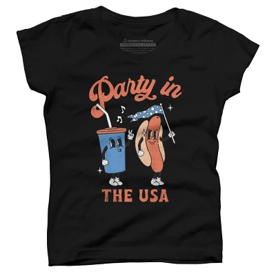 Girl's Design By Humans Party In The USA, 4th Of July By T-Shirt 2 Girl's Design By Humans Party In The USA, 4th Of July By T-Shirt - Image 2