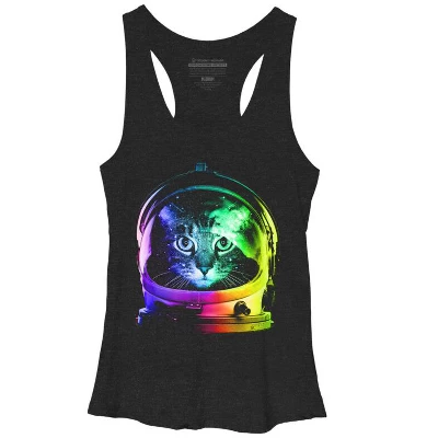Women's Design By Humans Astronaut Cat By Clingcling Racerback Tank Top 3 Women's Design By Humans Astronaut Cat By Clingcling Racerback Tank Top - Image 3