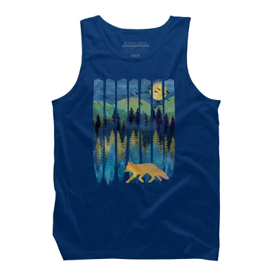 Men's Design By Humans Fox Forest Night By Maryedenoa Tank Top 8 Men's Design By Humans Fox Forest Night By Maryedenoa Tank Top - Image 8