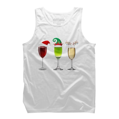 Men's Design By Humans Red Wine Glass Santa Elf Hat Reindeer Horn Christmas By Forever9 Tank Top 4 Men's Design By Humans Red Wine Glass Santa Elf Hat Reindeer Horn Christmas By Forever9 Tank Top - Image 4