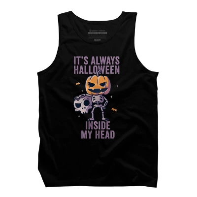 Men's Design By Humans It's Always Halloween Inside My Head Funny Cute Spooky By EduEly Tank Top 4 Men's Design By Humans It's Always Halloween Inside My Head Funny Cute Spooky By EduEly Tank Top - Image 4