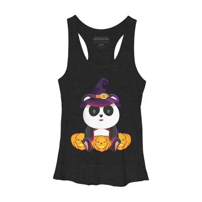 Women's Design By Humans Cute Panda Mock Up Witch With Jack O Lantern Halloween T-Shirt By Thebeardstudio Racerback Tank Top 3 Women's Design By Humans Cute Panda Mock Up Witch With Jack O Lantern Halloween T-Shirt By Thebeardstudio Racerback Tank Top - Image 3