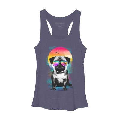 Women's Design By Humans Summer Pug By Clingcling Racerback Tank Top 4 Women's Design By Humans Summer Pug By Clingcling Racerback Tank Top - Image 4