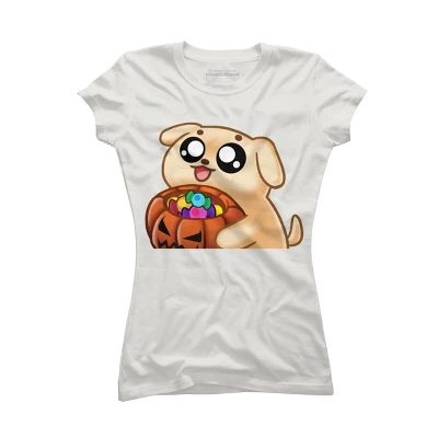 Junior's Design By Humans Halloween Candy Pup By Puppers T-Shirt 8 Junior's Design By Humans Halloween Candy Pup By Puppers T-Shirt - Image 8