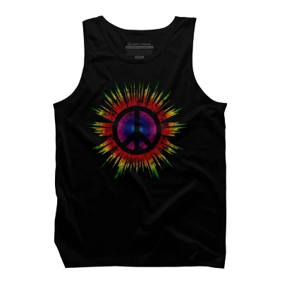 Men's Design By Humans Tie Dye Peace Sign By Mel00 Tank Top 4 Men's Design By Humans Tie Dye Peace Sign By Mel00 Tank Top - Image 4