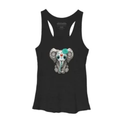 Women's Design By Humans Blue Day Of The Dead Sugar Skull Baby Elephant By Jeffbartels Racerback Tank Top -Design By Humans GUEST 9da6af3f 7bec 4898 9664 a5804ec6e138