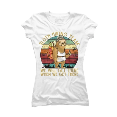 Junior's Design By Humans Sloth Hiking Team - We Will Get There, When We Get There By Andreastier T-Shirt 4 Junior's Design By Humans Sloth Hiking Team - We Will Get There, When We Get There By Andreastier T-Shirt - Image 4