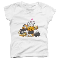 Girl's Design By Humans Cat Cute Pile Cats Anime Kawaii Neko Gift Women Girls By MiuMiuShop T-Shirt -Design By Humans GUEST a034ff70 5517 4d39 997e 5bcd1aef3c40