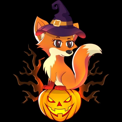 Junior's Design By Humans Cute Witch Fox With Jack O Lantern Halloween Shirt By Thebeardstudio T-Shirt 1 Junior's Design By Humans Cute Witch Fox With Jack O Lantern Halloween Shirt By Thebeardstudio T-Shirt