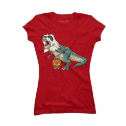 Junior's Design By Humans Trex Ghost Costume Design Funny Halloween Dinosaur By Threadlets T-Shirt -Design By Humans GUEST a075bb85 3d84 410b a2ff 08191354f250