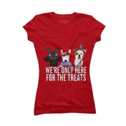 Junior's Design By Humans Dog Halloween - We're Only Here For The Treats By PedigreePrints T-Shirt -Design By Humans GUEST a09ee9a4 c31d 41cd 8f9e fc21871919a9
