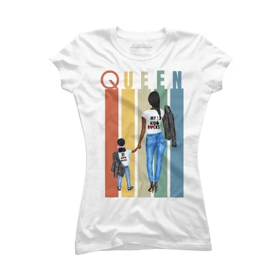 Junior's Design By Humans Mother's Day Black Mom Queen Retro Stripes By Duron4 T-Shirt 3 Junior's Design By Humans Mother's Day Black Mom Queen Retro Stripes By Duron4 T-Shirt - Image 3